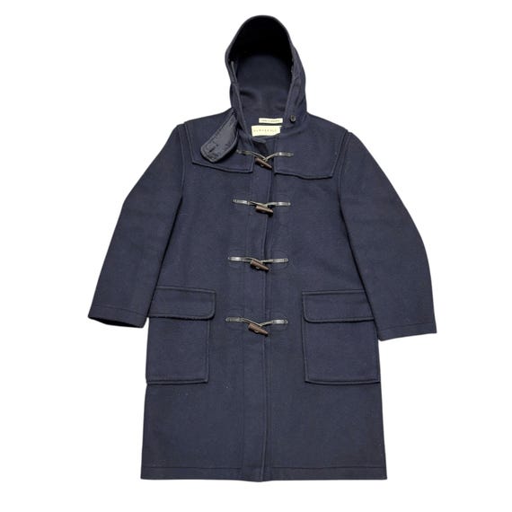 ジャケット・アウター 2 DUFFLE COAT WOOL VINTAGE DOUBLE CLOTH Vintage Gloverall Duffle Coat Womens Wool Jacket Hooded Navy Blue