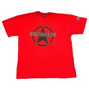 Maglietta vintage Kingmaker, taglia XL, rossa, tour anni '90, punto singolo, indie rock, magliette britpop, Madchester, The Wonder Stuff, The Charlatans