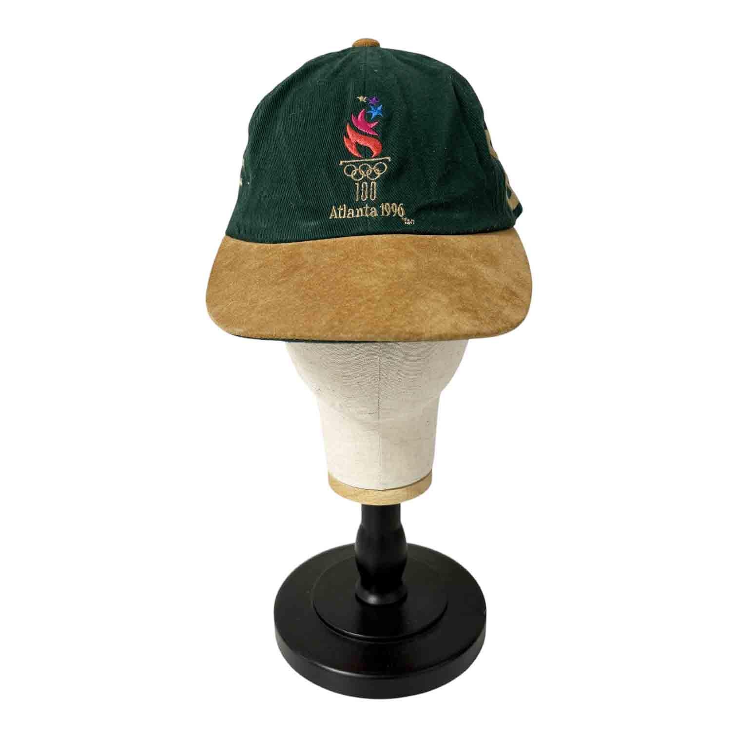 Vintage 1996 Atlanta Olympics Hat Green Suede Cap Strapback