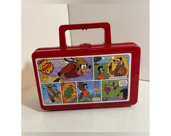 Vintage Disney Goofy & Max cook'd up comics red plastic lunchbox