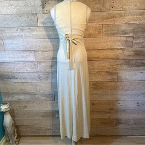 Vestido largo formal vintage de Joyce Palmer para mujer, color crema brillante. imagen 3