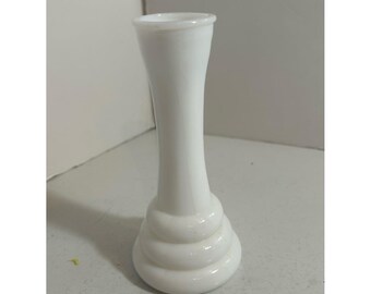 Vintage 1960's white milk glass beehive base bud vase