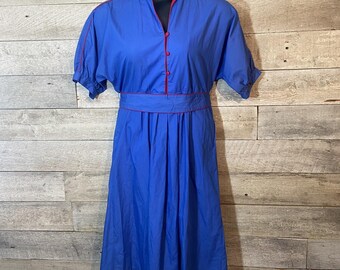 Vintage Jordache Women's Blue Dress In Size 9/10