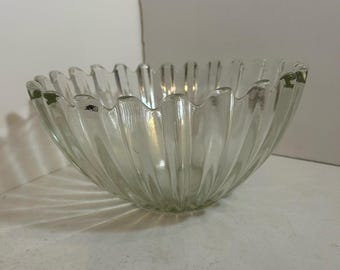 Vintage MCM federal glass large scalloped celestial  clear punch bowl