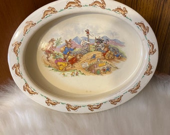 Vintage Royal Doulton Bunnykins ceramic china- beware of the bull dish - children’s bowl - kids plate