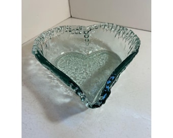 Vintage recycled glass heart shaped bowl