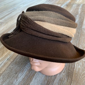 MAYSER Exklusiv Panama Bucket Hat Brun Ull Vintage Autentisk Storlek M 59