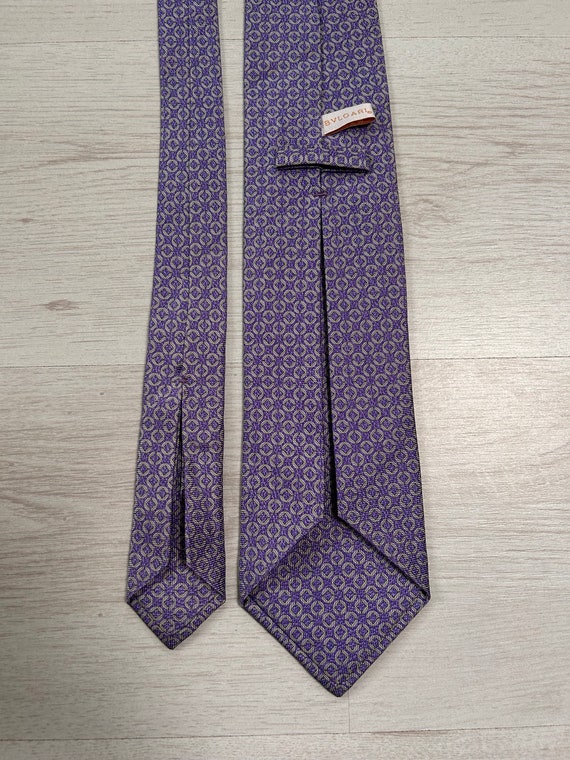 BVLGARI Bulgari Silk Tie Seven 7 Fold Purple Rare 