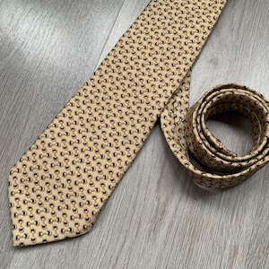 BALMAIN Silk Tie Gold Beige Necktie Chain Rare Vintage