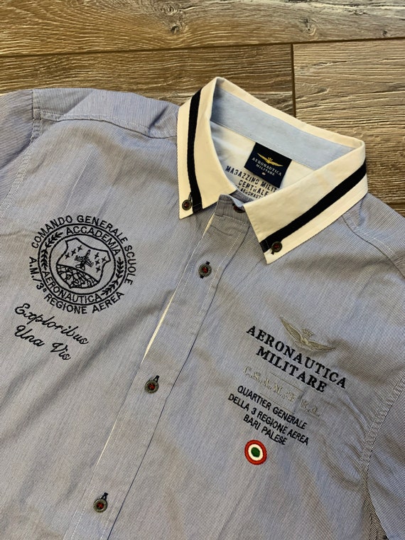 Aeronautica Militare Camisa de Vestir para Hombre Azul Blanco Slim Fit  Talla M -  México