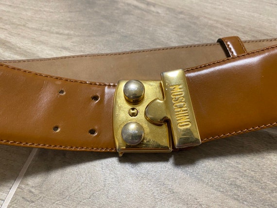 Authentic MOSCHINO women leather belt Rare Gold L… - image 3