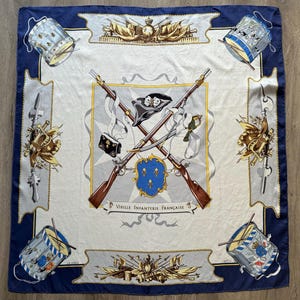 Lr Paris Silk Scarf VIEILLE INFANTERIE FRANCAISE by Gribaut Vintage