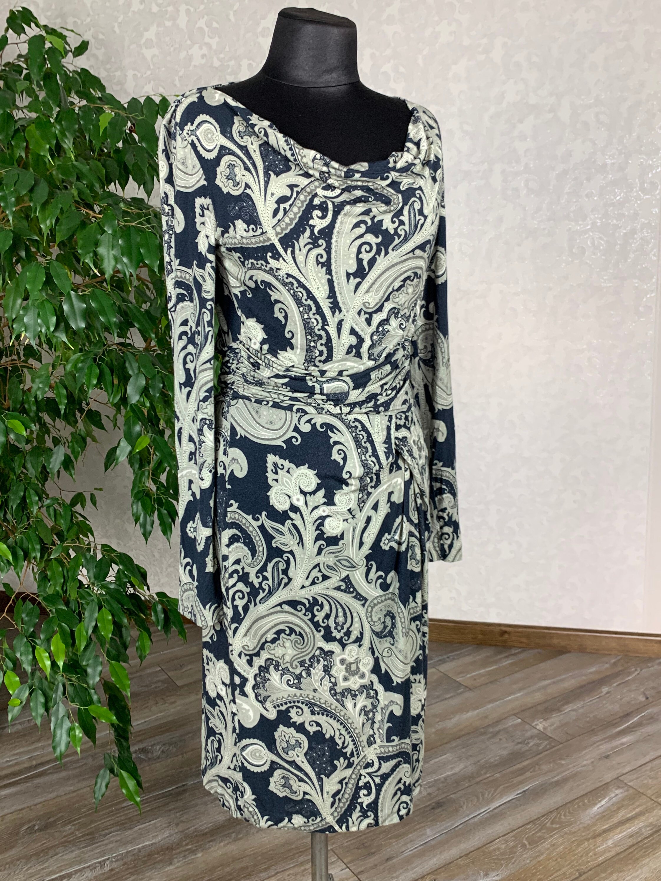 Etro★素敵!Paisley Shift Dress Etro Womens Sheath Dress Paisley Grey Blue Auth Size 44 L - Etsy