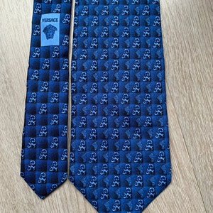 Gianni Versace Silk Tie Blue Medusa Rare Vintage AUTH