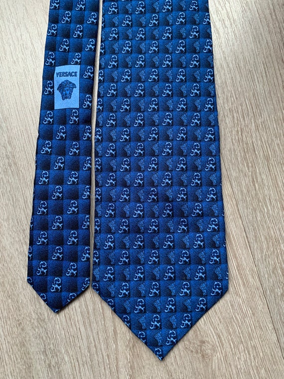 Printed Jacquard Silk Tie Blue,Print | VERSACE Versace Light Blue Silk Patterned Tie main image 2