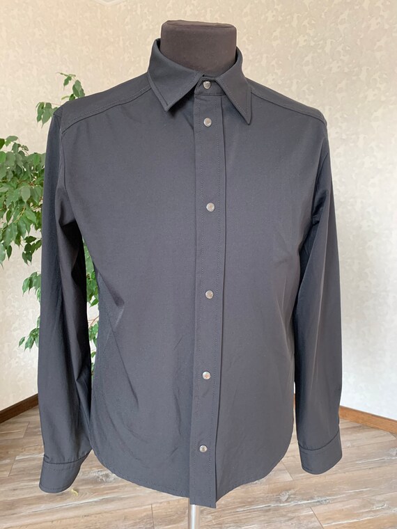 Prada Mens Nylon Shirt Black Vintage AUTH Size L