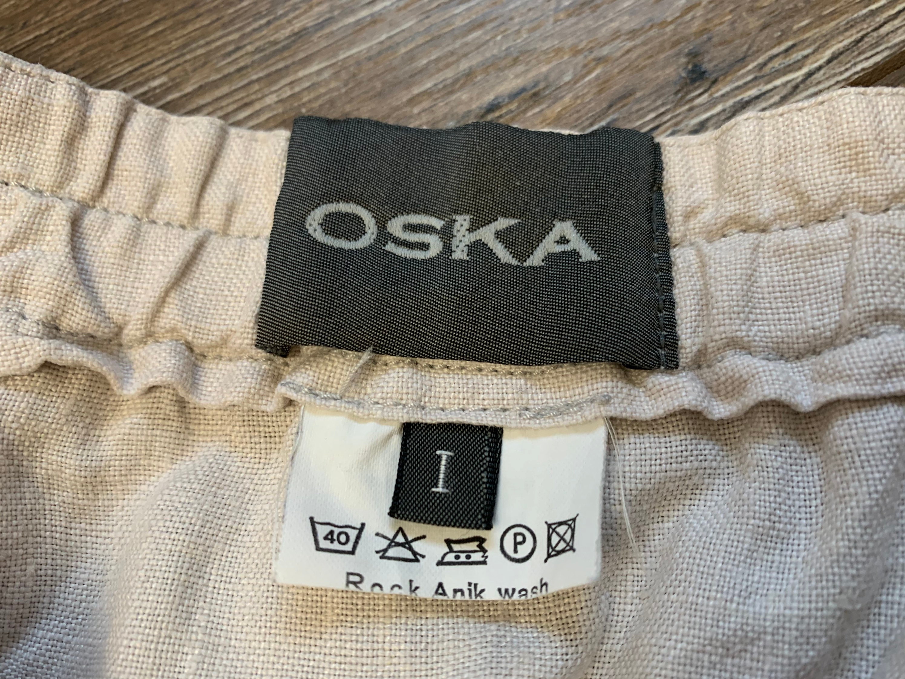 Jupe Femme OSKA En Lin Bleu Motif Géométrique - Taille 12, Portefeuille Avec Cravate
