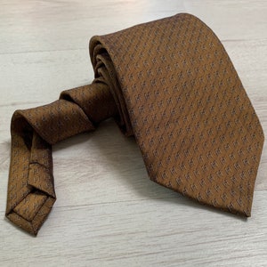 Hermes Paris Silk Tie HH Brown Bronze Rare Authentic