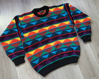 COOGI Mens Wool Sweater Cardigan Jumper Multicolor Vintage AUTH Size M