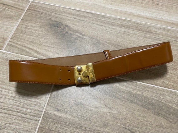 Authentic MOSCHINO women leather belt Rare Gold L… - image 2