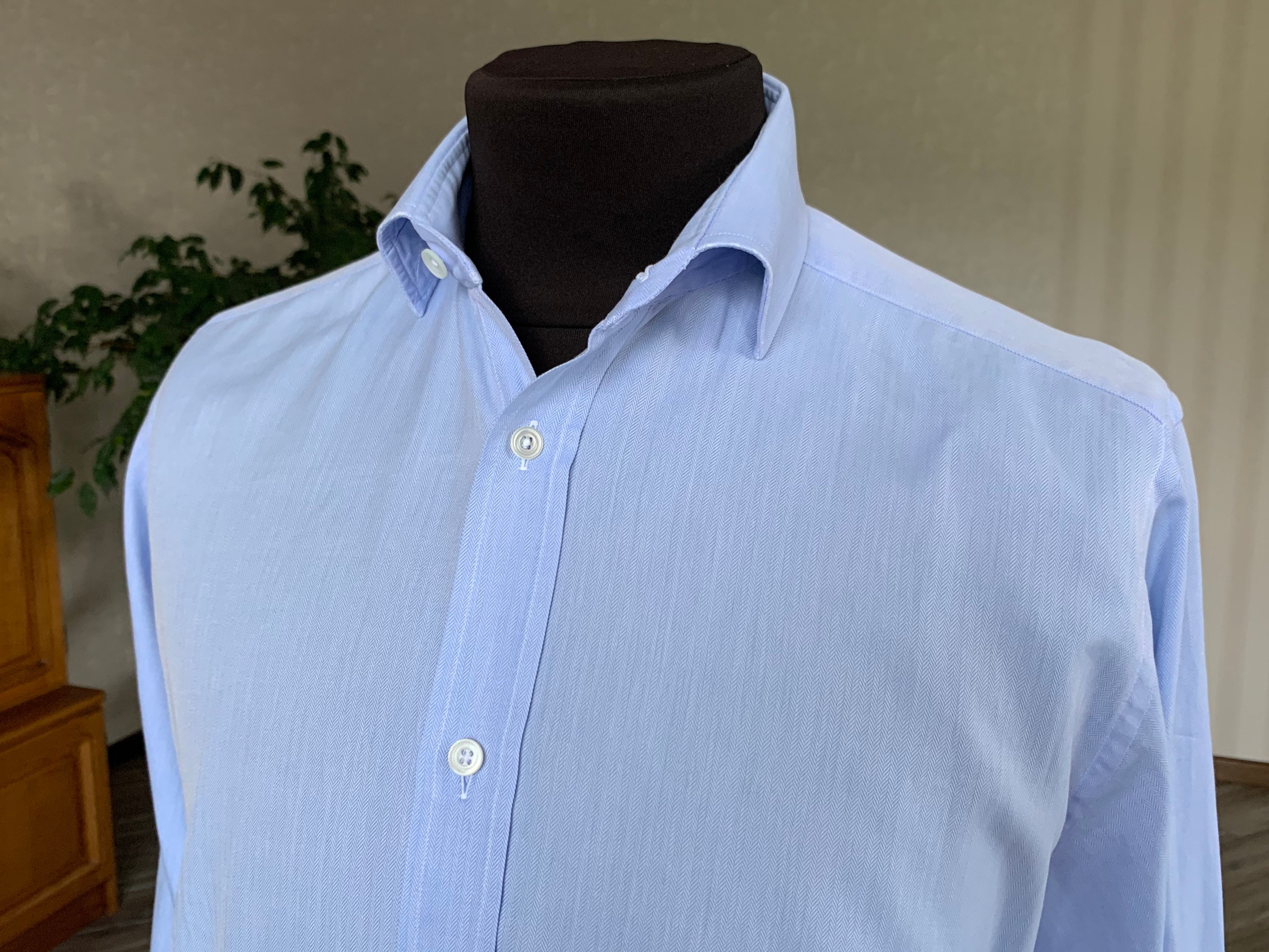 Hermes Mens Dress Shirt Cotton H Herringbone Blue Vintage AUTH | Etsy