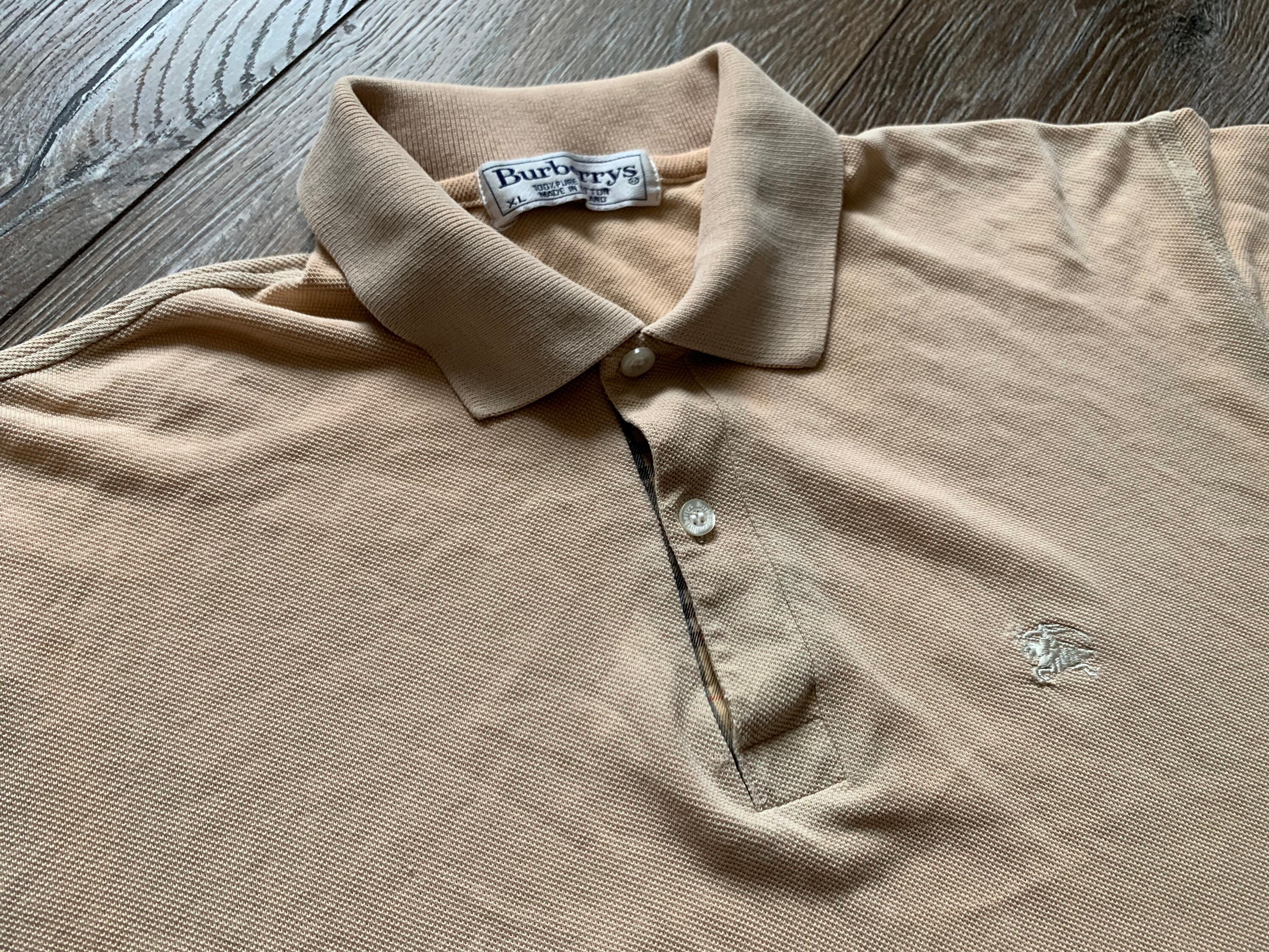 Burberrys Burberry Mens Polo Shirt Beige Nova Check Vintage AUTH