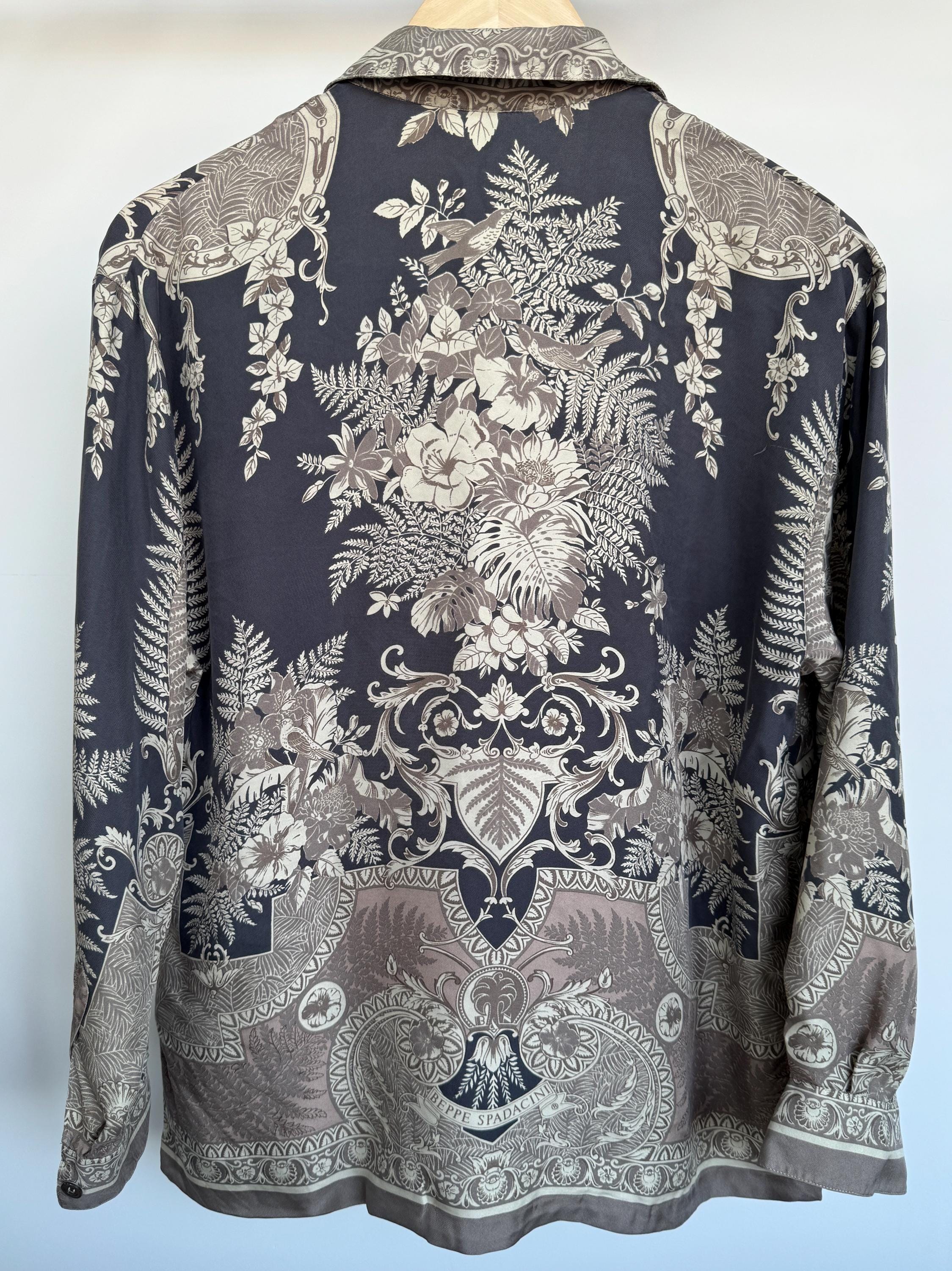 ベッペ・スパダチーニ メンズ シルクシャツ グレー トップ 正規品 