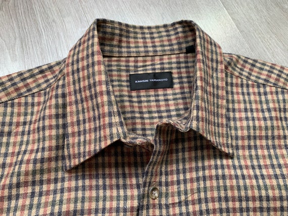 KANSAI YAMAMOTO Mens Shirt Check Brown Vintage AU… - image 3
