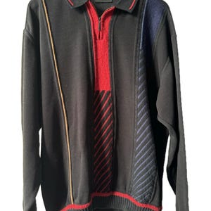 Carlo Colucci Men’s Sweater Cardigan Jumper Zip Blue Logo Vintage AUTH Size M