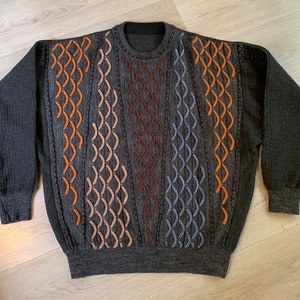 Vintage Carlo Colucci Wool Knit Sweater Cardigan - Gray Multicolored Logo, Size L