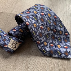 Hermes Paris Silk Tie 7618 TA Blue Rare Vintage Necktie