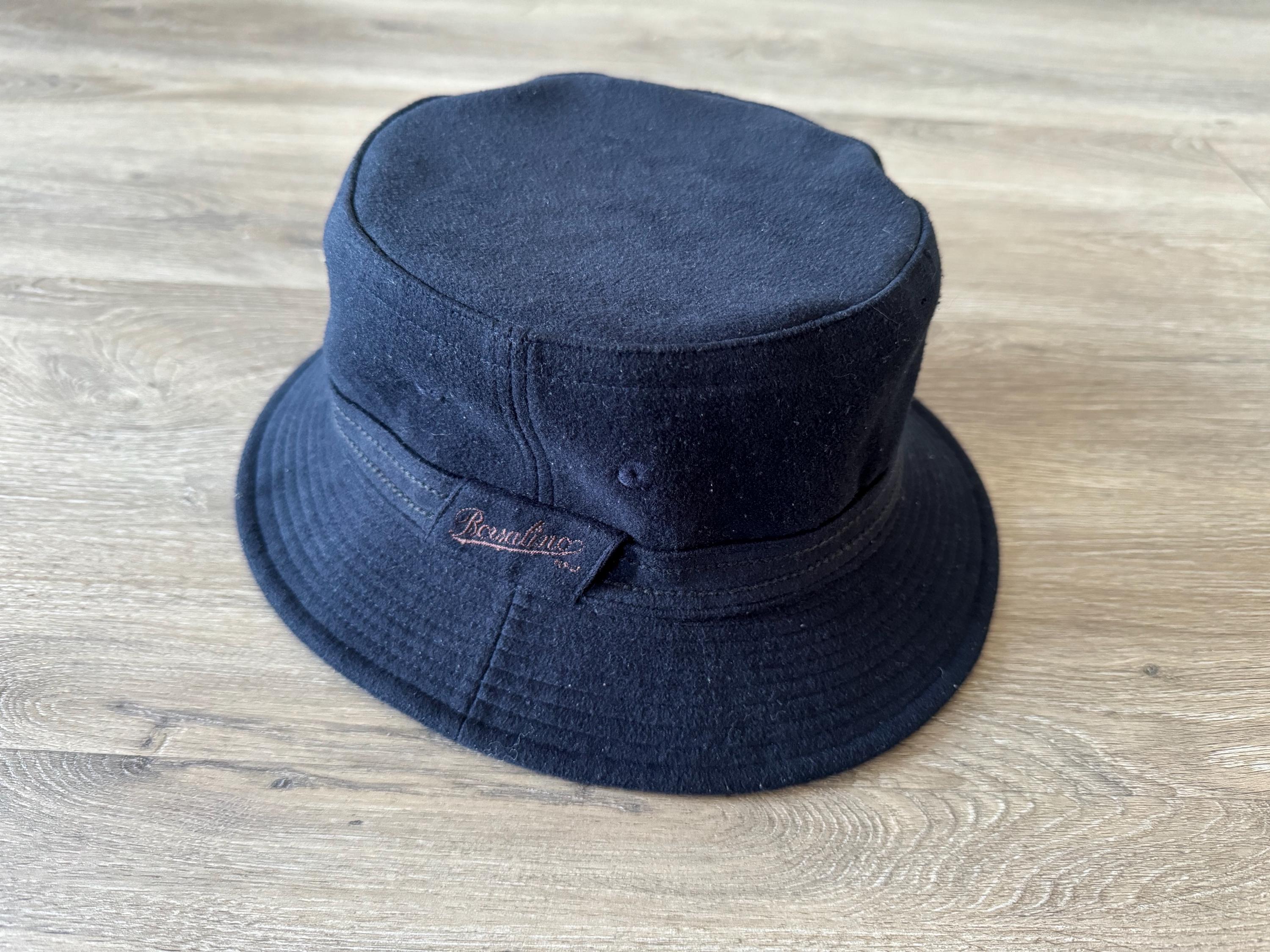 BORSALINO Backed Hat Hut Blue Vintage AUTH Size M 56.5 Cm - Etsy display picture 1