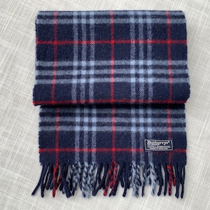 BURBERRY Wolle Schal Schal Schal Nova Karo Vintage Blau Made in England