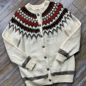 Dale Of Norway Women Cardigan Sweater Jumper Winter Beige Vintage Size 42 L