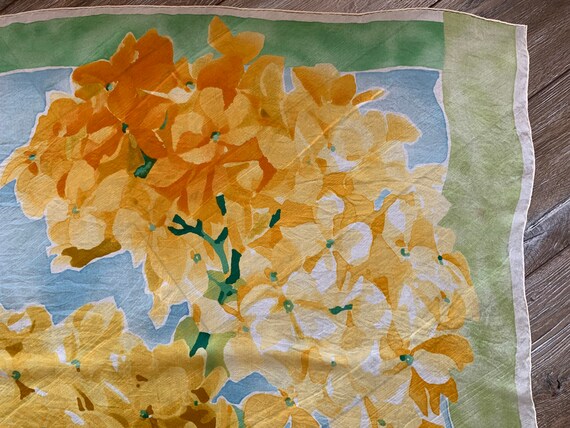 Yves Saint Laurent YSL Silk Scarf Orange Flowers … - image 3