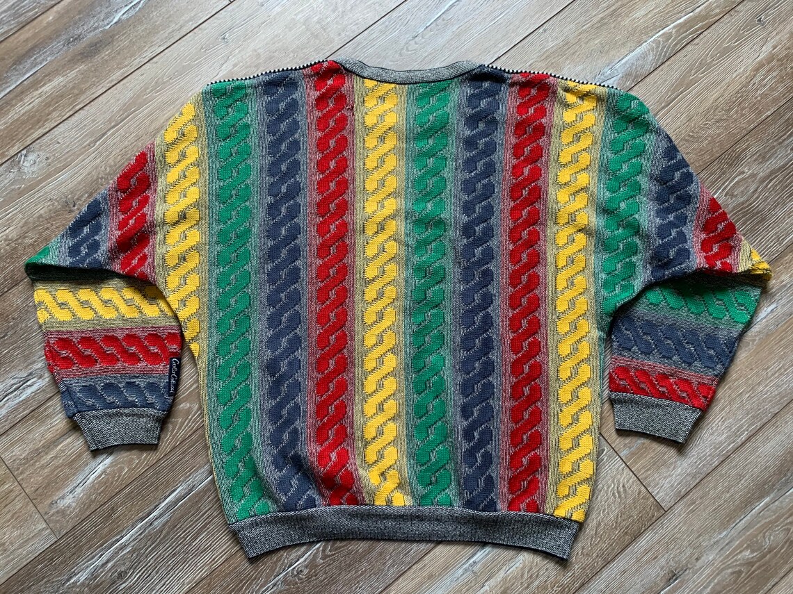 Carlo Colucci Mens Sweater Cardigan Jumper Multicolored Logo | Etsy
