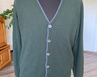CANALI Mens Button Wool Jumper Cardigan Sweater Pullover Green Vintage Size 50