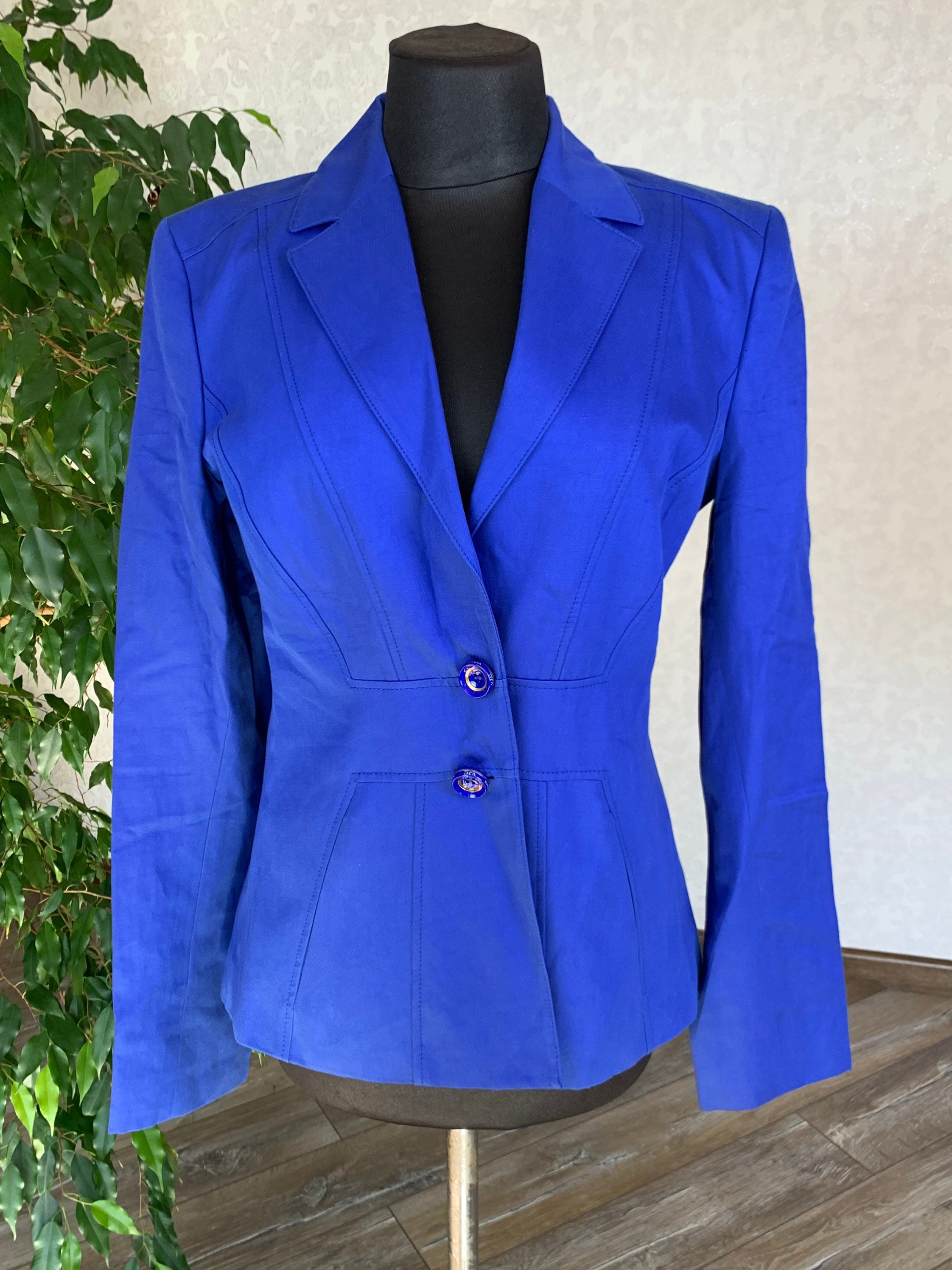 アウターその他 VERSACE Woman Blazer Blue 10180181A12595 1VF00 Wool Single-Breasted DV Blazer Blue | VERSACE US