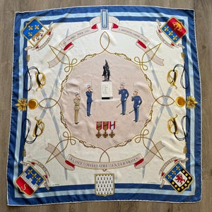 LR PARIS Silk Scarf Ecole Militaire Interarmes by Gribaut Vintage