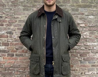Barbour A205 Border Wax Jacket Navy C42 Vintage 1991 - Etsy