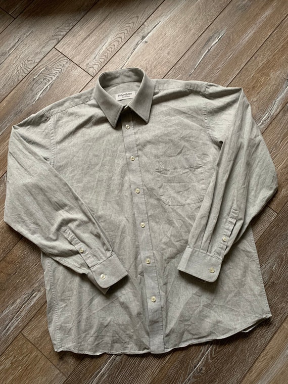 Yves Saint Laurent YSL Mens Shirt Cotton Grey Vintage AUTH - Etsy
