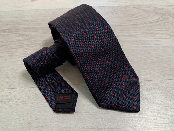 Burberry BLACK LABEL Silk Tie Blue Red Dots Burbe… - image 1