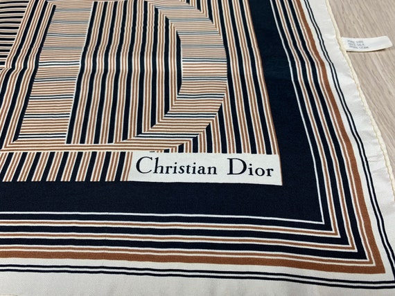 Christian Dior Silk Scarf CD Monogram Beige Vinta… - image 2