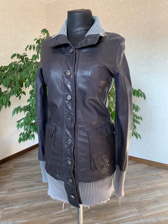 Giorgio Brato Leather Jacket: Women's Vintage Button Coat, Size 44