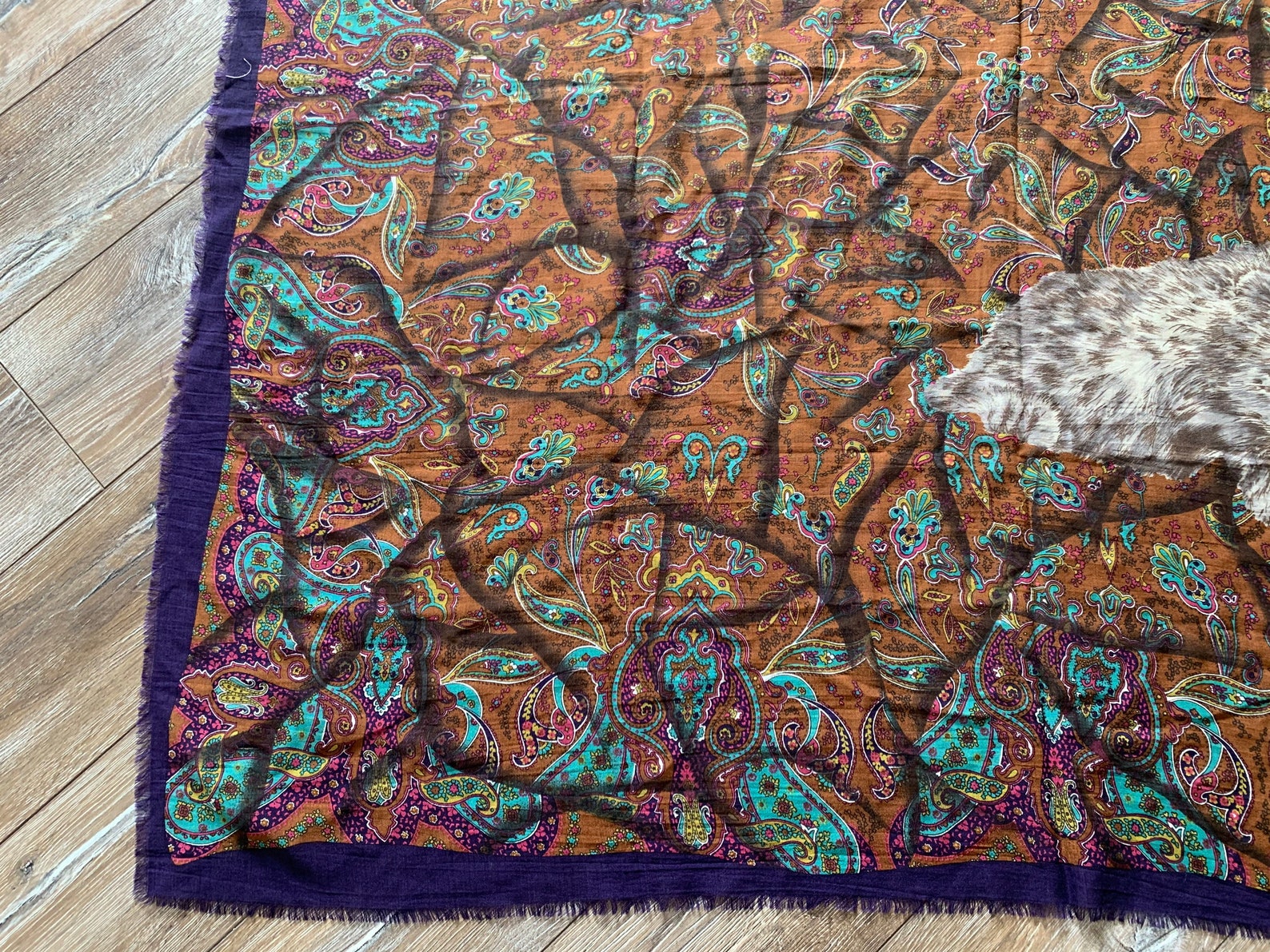 Christian Dior Wool Silk Scarf Paisley Lynx Purple Vintage - Etsy