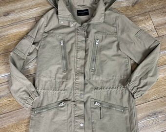 ALL SAINTS Skyler Parka Womens Coat Trench Jacket Gray Cotton