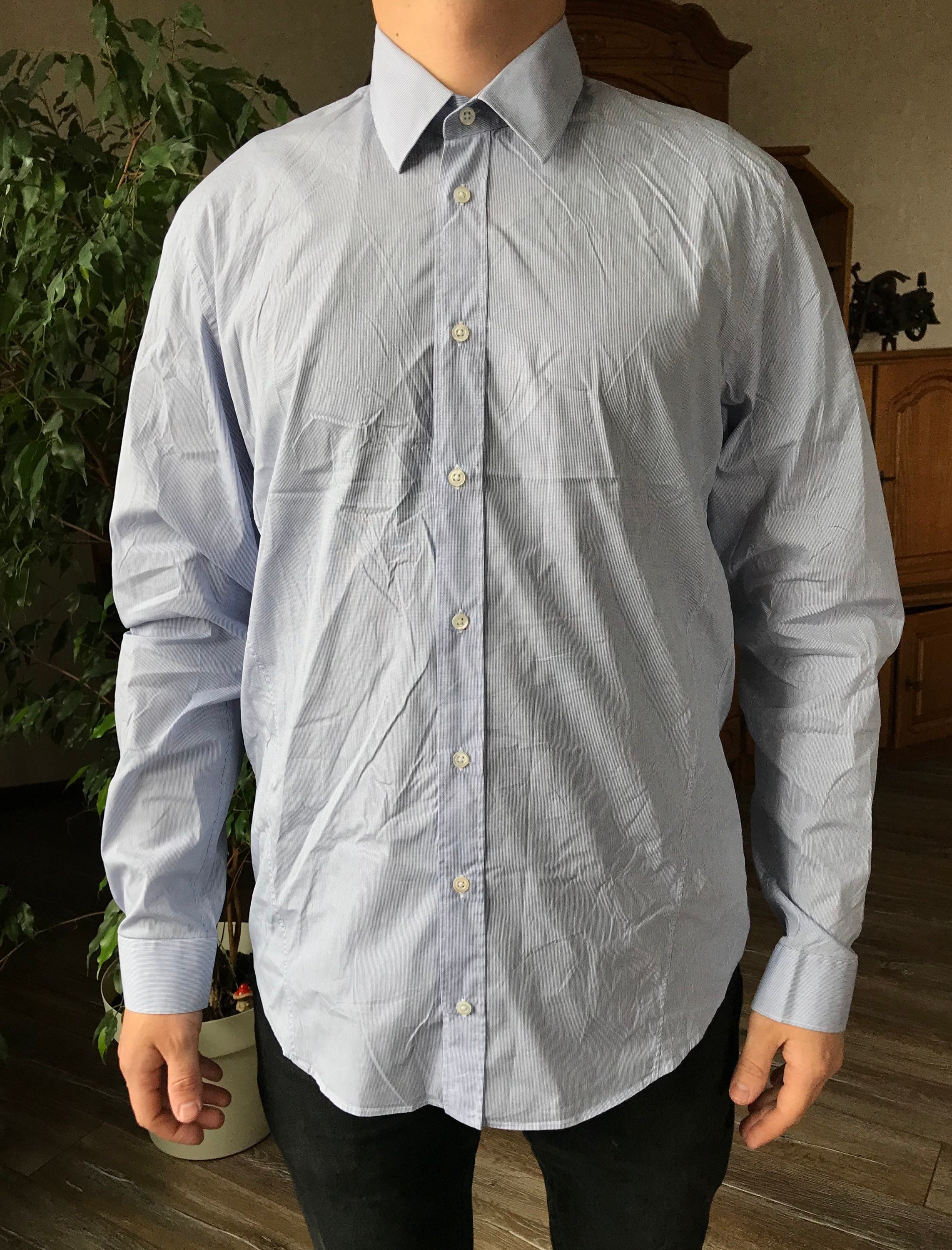 Jil Sander Mens Dress Shirt Check Blue 