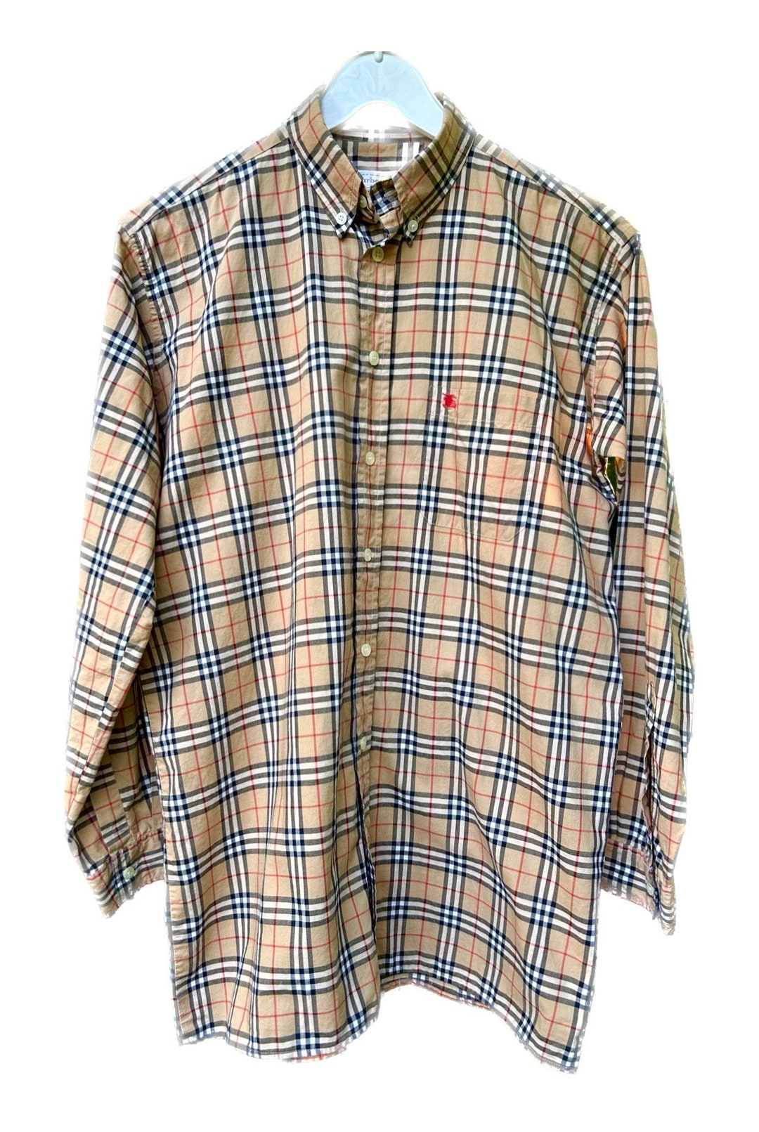 Burberrys Mens Shirt Long Sleeve Nova Check Beige Cotton Vintage Size S ...