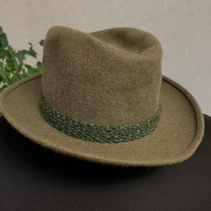 Barbisio Mens Fedora Hat Green Wool AUTH Vintage Size 55