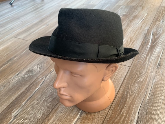 Mayser Mens Fedora Hat Black Wool Felt AUTH Vintage Size S  display picture 1